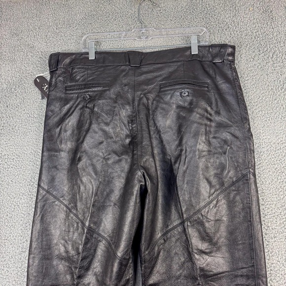 Saxony Genuine Leather Pants Mens 42 Black Pleated Tapered Dress NWT Trousers - Picture 8 of 16